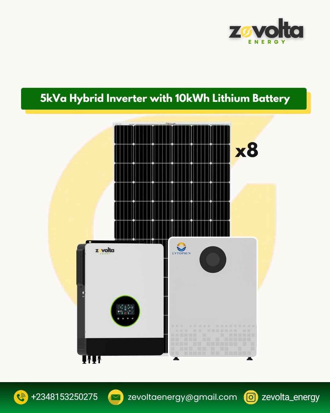 5kVA Hybrid Inverter with 10kWh Lithium Battery