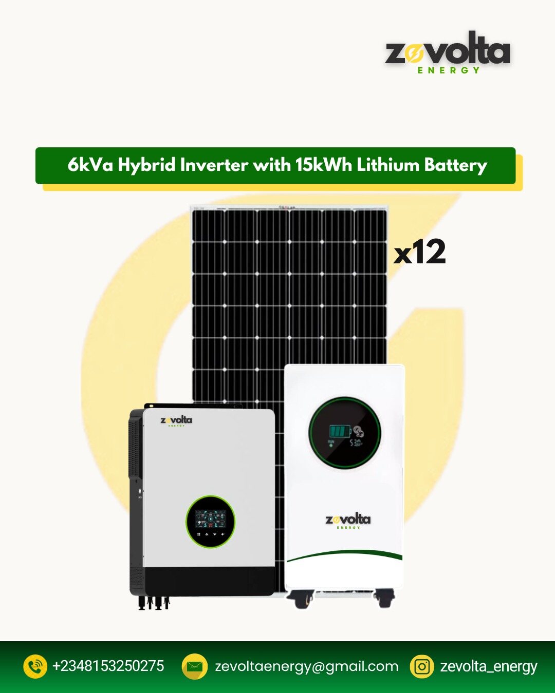 6kVA Hybrid Inverter with 15kWh Lithium Battery