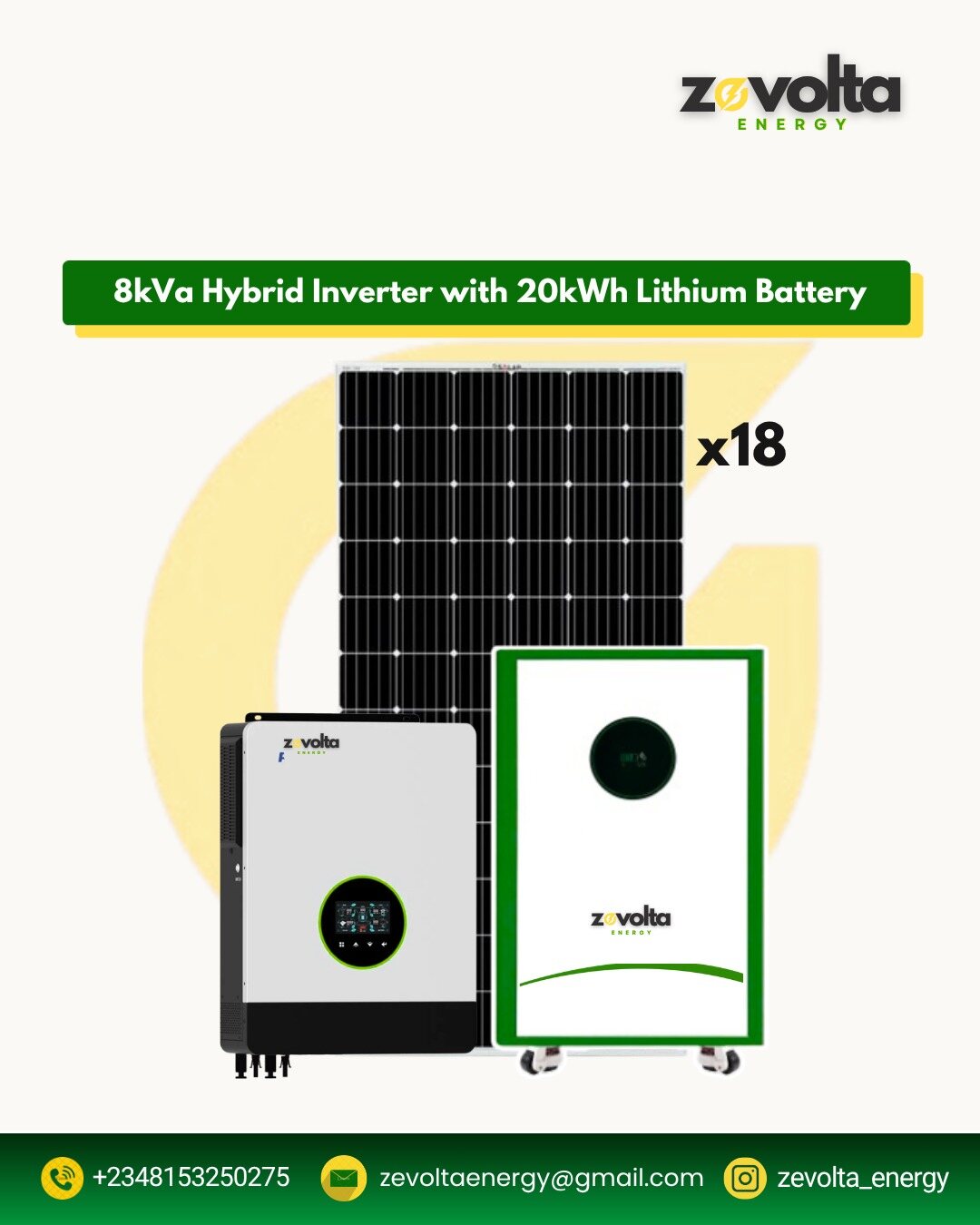 8kVA Hybrid Inverter with 20kWh Lithium Battery