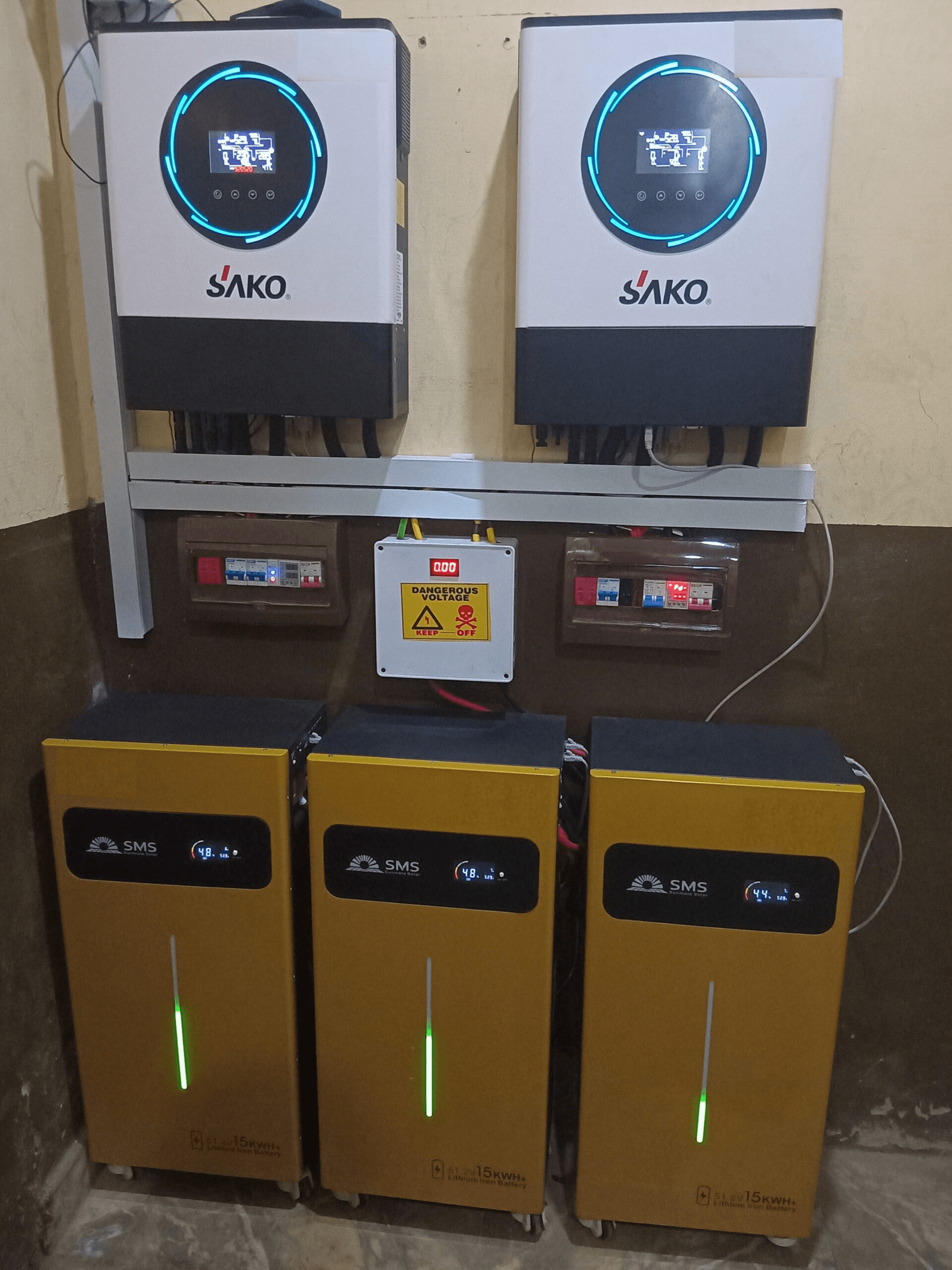 22kva Hybrid Inverter 45kwh lithium battery installation Set-Up